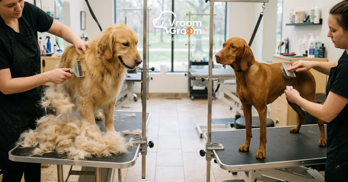 De-Shedding vs Regular Grooming in dubai
